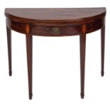 A George III mahogany demi-lune tea table,