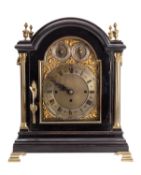 WITHDRAWN A Victorian ebonised chiming bracket clock the eight-day duration,