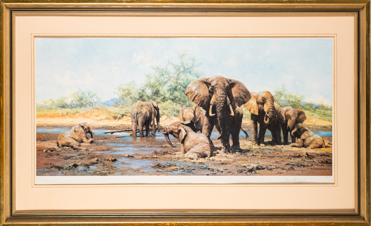 * David Shepherd (British, 1931-2017) 'Elephant Heaven' 48 x 97. - Image 2 of 4