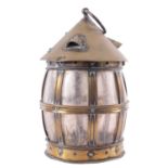 A brass and mica hanging lantern, in Arts & Crafts taste,