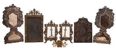 A pair of cast brass photograph frames, early 20th century,