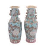 A matched pair of Chinese famille rose baluster vases in Dayazhai-style,