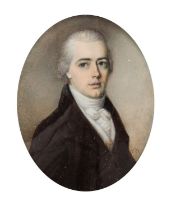 Thomas Hazlehurst (British, c.1740-c.1821) Portrait of a gentleman Watercolour on Ivory 7.