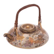 A Japanese Satsuma pottery sake ewer and cover,
