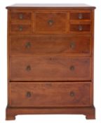 An Edwardian mahogany and crossbanded high chest of drawers,