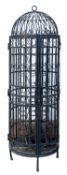 A painted wrought iron wine cage, second half 20th century; of fully openwork cylindrical form,