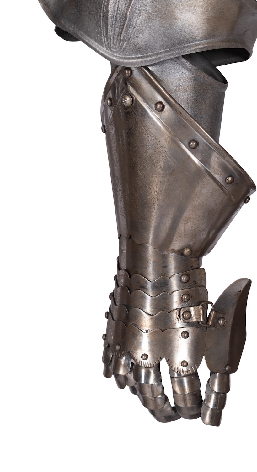 A near pair of metal suits of armour in Italian 16th century style, - Image 3 of 4