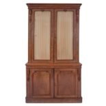 A Victorian walnut and glazed cabinet bookcase,