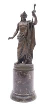A bronze model of Dionysus, late 19th century; the god portrayed as standing and classically draped,