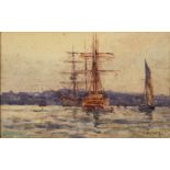 Henry Scott Tuke, RA, RWS (British, 1858-1929) The Harbour Watercolour 15.5 x 24.