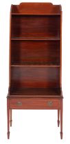 An Edwardian mahogany and boxwood strung open bookcase,
