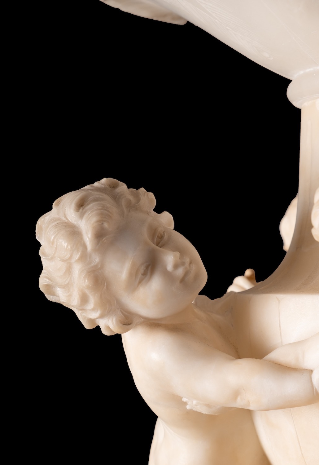An imposing Italian sculpted alabaster table or pier lamp, - Image 4 of 8