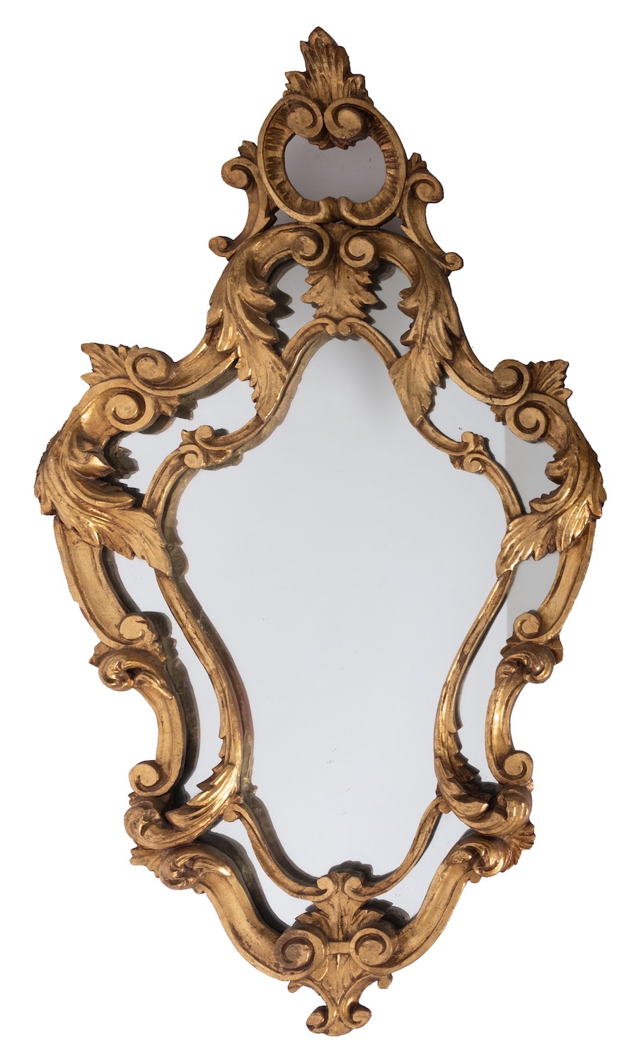 A carved and giltwood framed marginal wall mirror in 18th century taste,