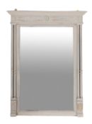 A Victorian carved and painted wood rectangular overmantel mirror,
