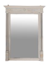 A Victorian carved and painted wood rectangular overmantel mirror,
