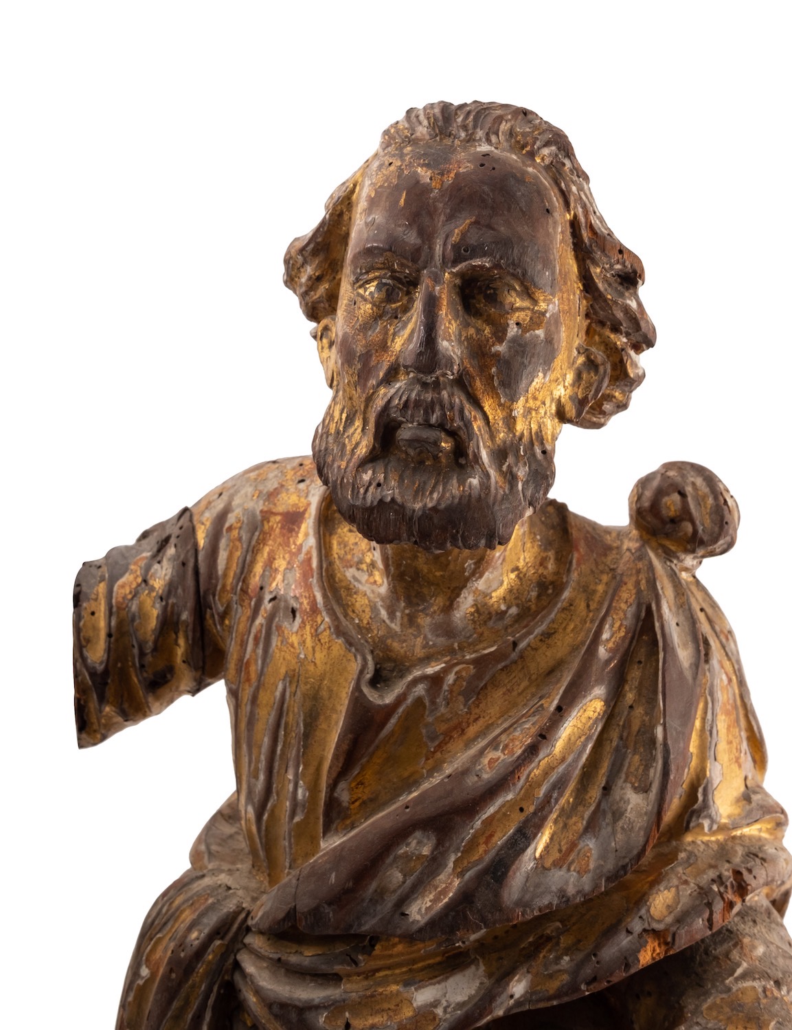 A Continental carved, gilt and polychrome wood model of Saint Paul the Apostle, - Image 2 of 5