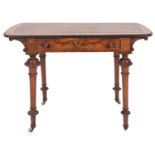 A Victorian walnut and line inlaid writing table,