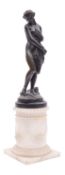 A Continental patinated bronze model of a maiden,