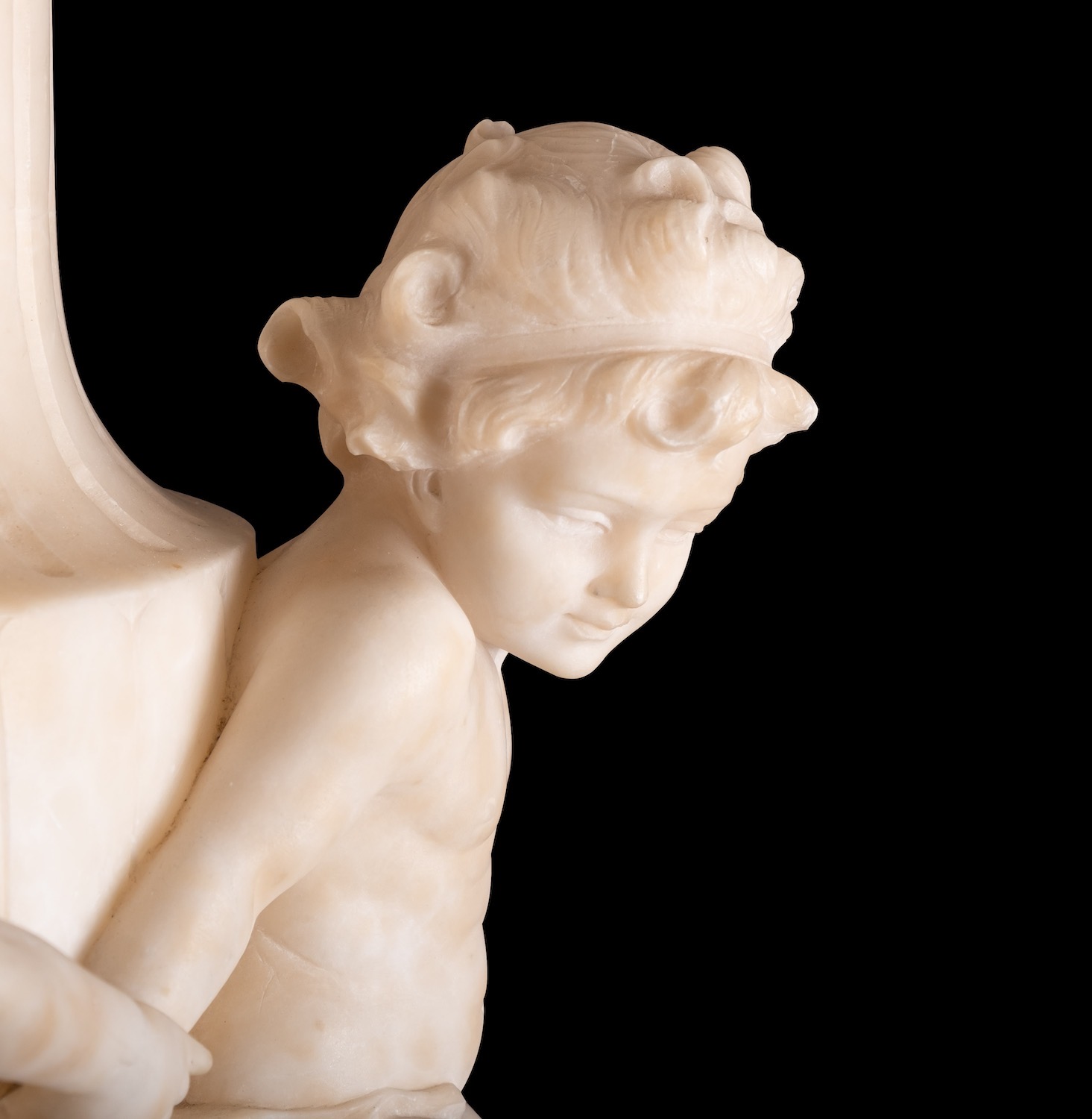 An imposing Italian sculpted alabaster table or pier lamp, - Image 2 of 8