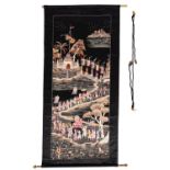 A Chinese embroidered silk work hanging,