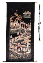 A Chinese embroidered silk work hanging,