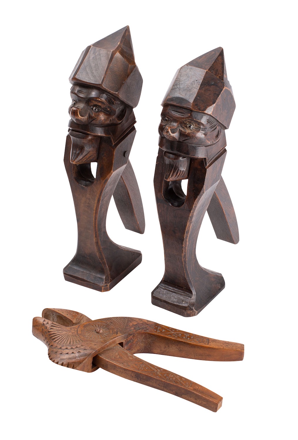 A Continental chip carved fruitwood mortice nutcracker, early 19th century, - Image 5 of 6