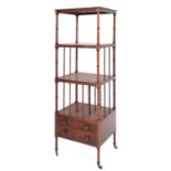 A Regency mahogany four tier Canterbury whatnot,