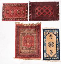 A Hamadan rug, the rose field with octagonal and cruciform medallions, within a lozenge border,