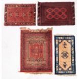 A Hamadan rug, the rose field with octagonal and cruciform medallions, within a lozenge border,