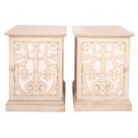 A pair of painted wood and fibreboard pedestal cupboards,