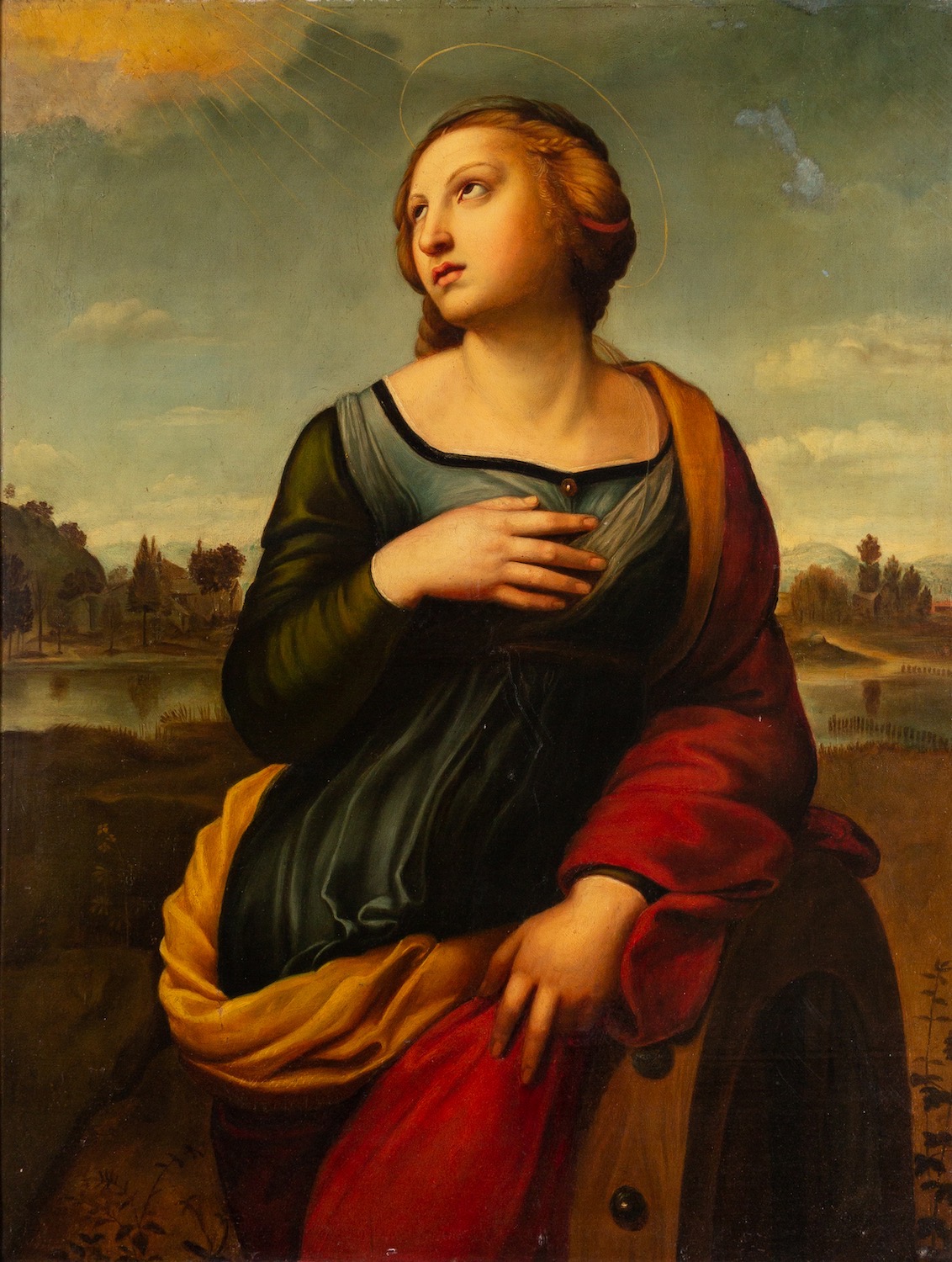 After Raffaello Sanzio (1483-1520) Saint Catherine of Alexandria Oil on canvas 72 x 54cm