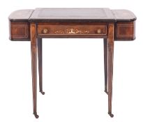 A Victorian rosewood and ivory strung writing table,