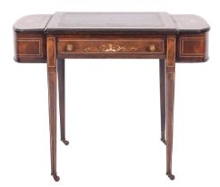 A Victorian rosewood and ivory strung writing table,
