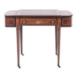 A Victorian rosewood and ivory strung writing table,