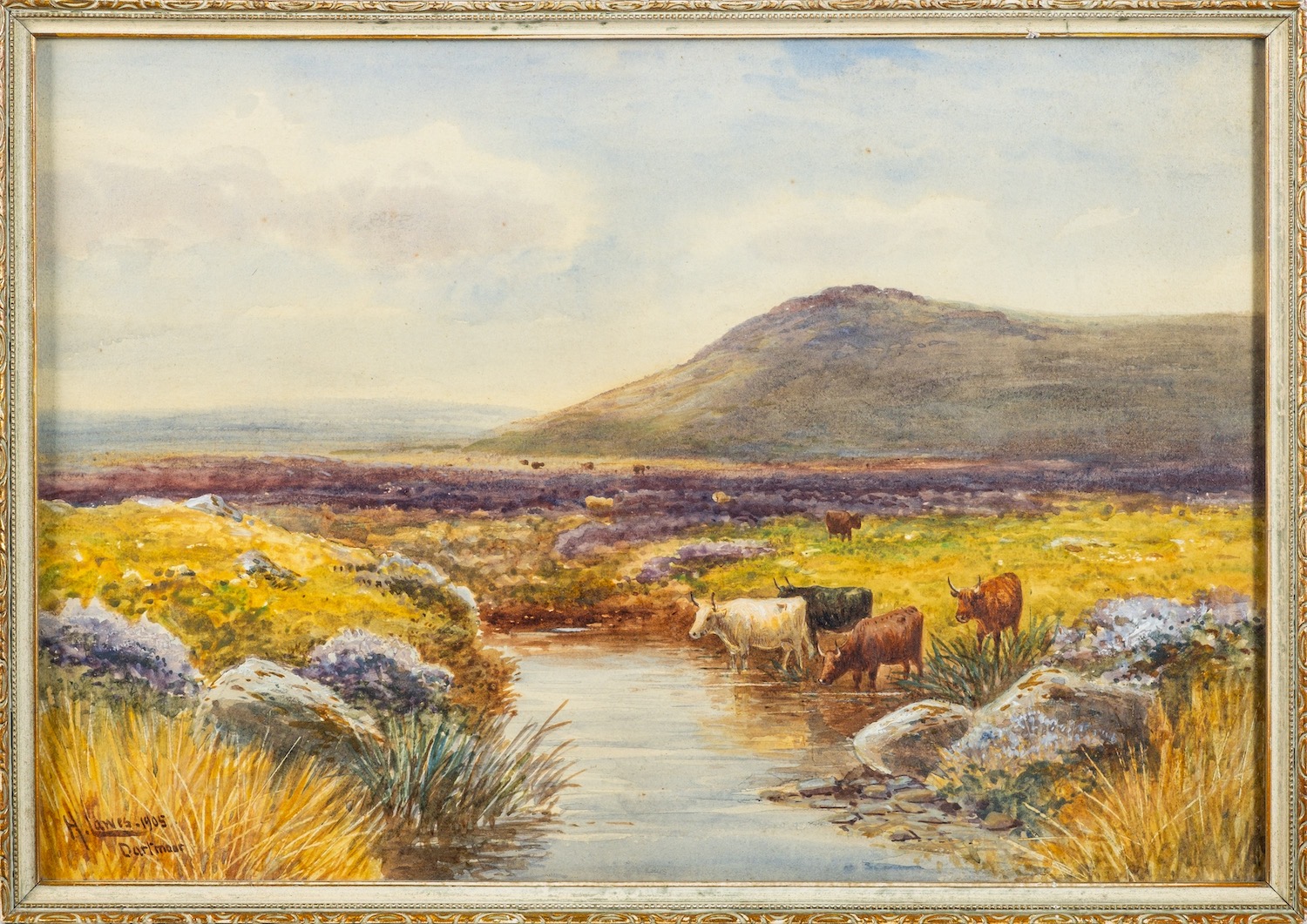 Harold Lawes (British, 1865 - 1940) Dartmoor Watercolour 25 x 37cm Signed, dated 1905, - Image 4 of 4