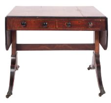 A Regency mahogany, crossbanded and line inlaid sofa table,