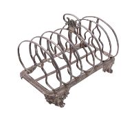 A William IV silver seven bar toast rack