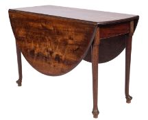 A George II mahogany oval gateleg table, mid 18th century; with twin drop leaves,