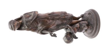A Continental bronze group of a maiden w