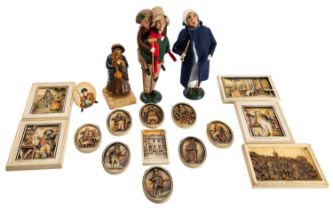 CERAMICS. A collection of Dickens character tiles, plaques and models, including: Maw and Co.