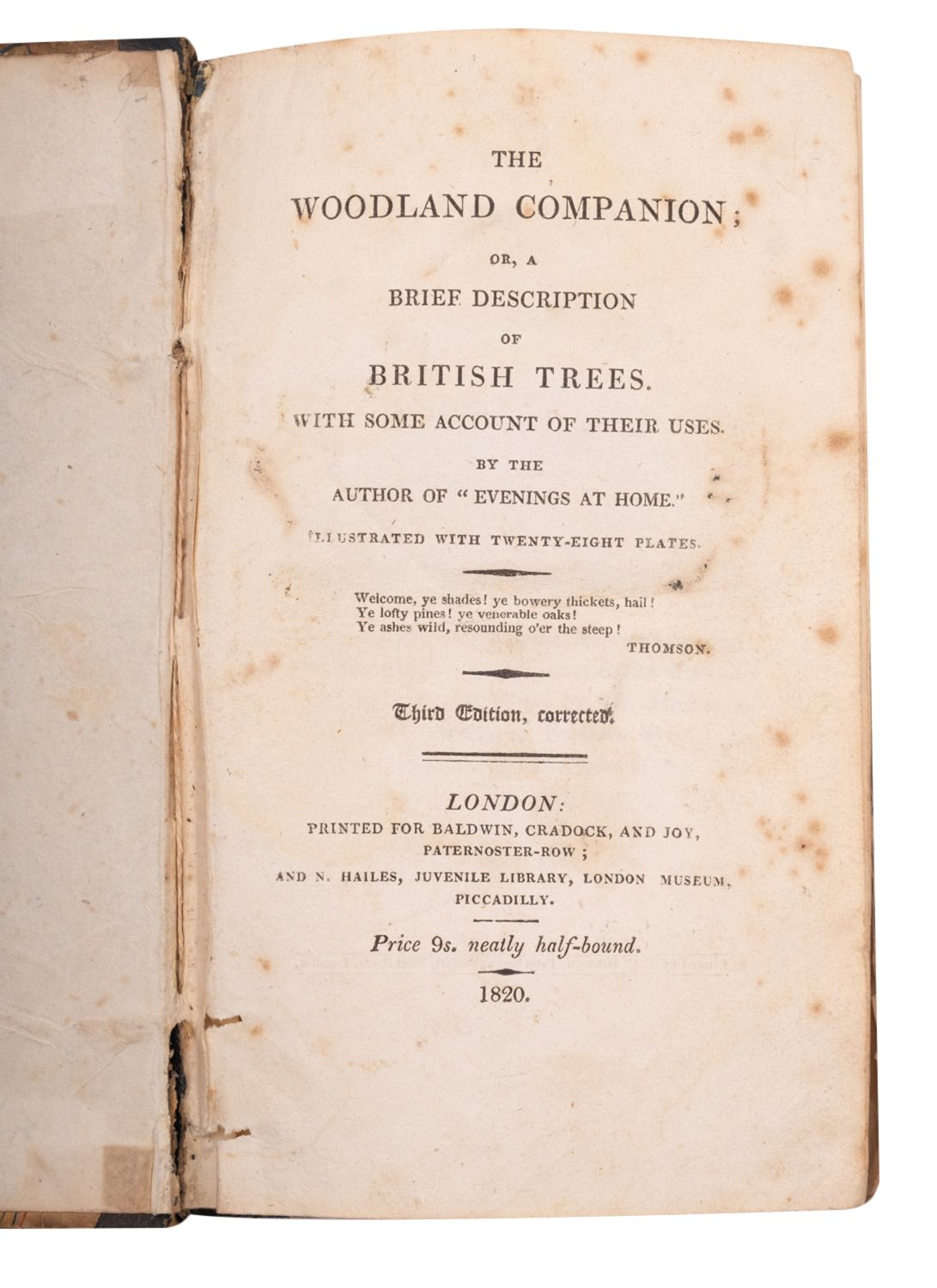 [AIKIN, John]. The Woodland Companion or a brief Description of British Trees, London: Baldwin 1820. - Image 2 of 3