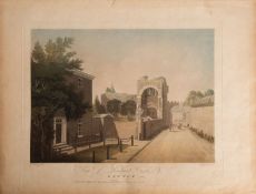 F. JUKES AFTER W. DAVEY. View of Rougemont Castle - Exeter, aquatint, published by W.