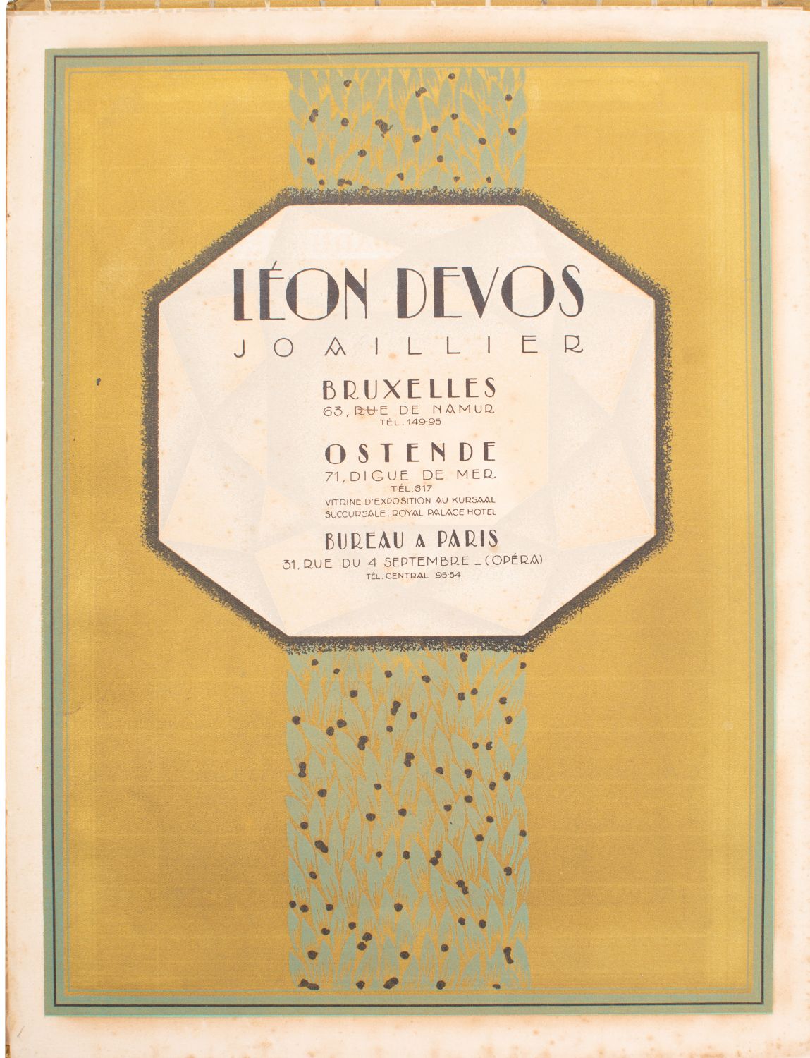 JEWELLERY TRADE CATALOGUE. Léon Devos Joaillier, Bruxelles, Ostende, Paris.