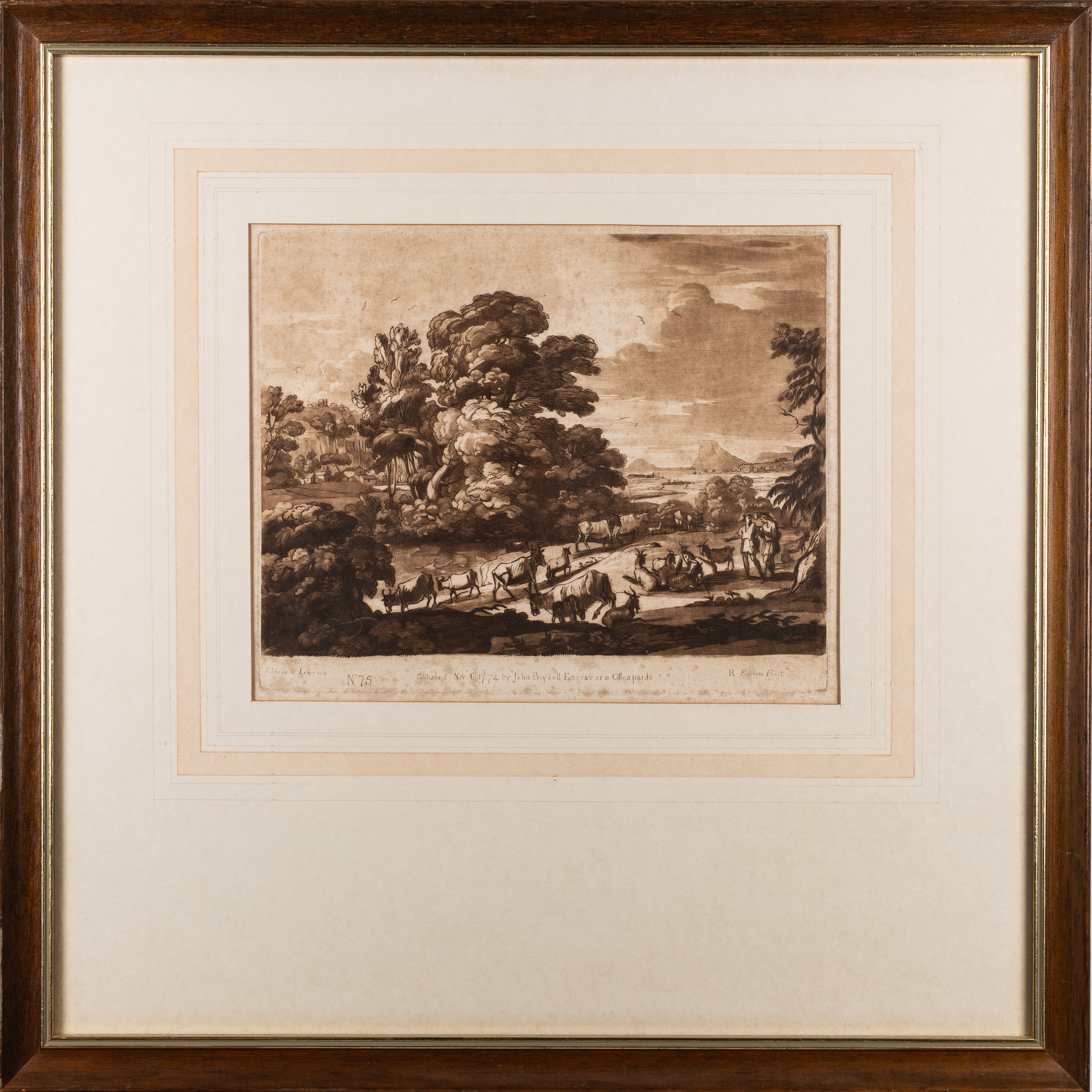 EARLOM, Richard. Mezzotints after Claude Lorrain, No.69 Landscape with Samuel anointing David & No. - Image 2 of 2