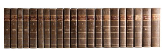 LEATHER BINDINGS. The Critical Review, 1808 to 1810, 3 vols each and 1811 to 1816, 2 vols.