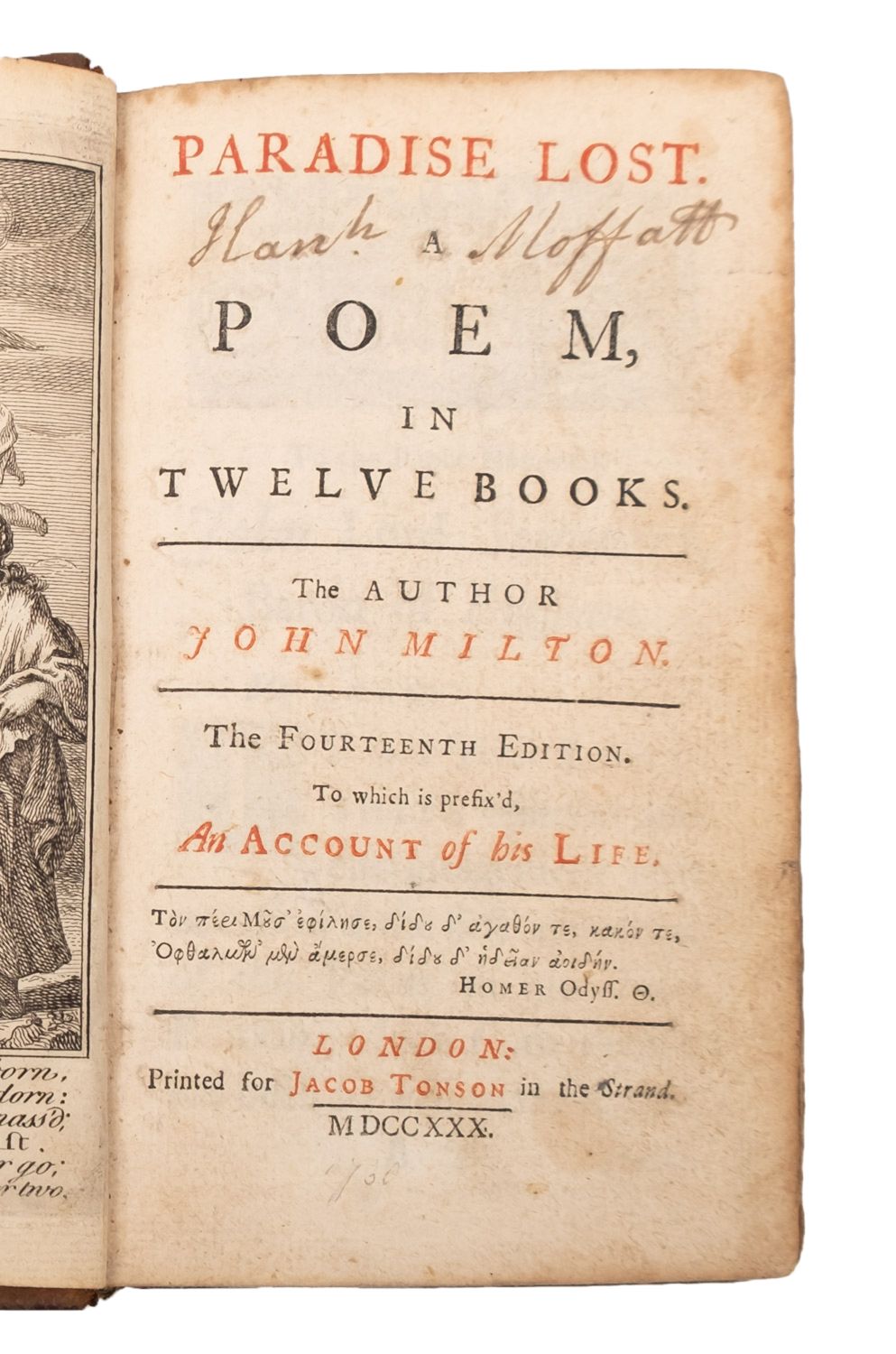 MILTON, John. Paradise Lost. A Poem, in Twelve Books... - Image 2 of 3