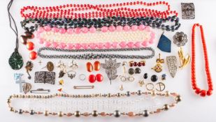 A coral branch necklace and a group of c