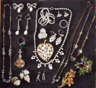 A group of costume jewellery including p