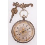 A silver open-faced pocket watch the two