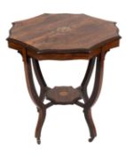 An Edwardian rosewood and marquetry inla